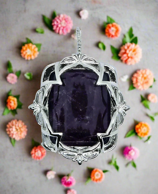 💜 Oval Amethyst Pendant – Protection, Clarity & Inner Peace Wisdom. Calm. Spiritual Balance. - Auras Workshop Auras Workshop