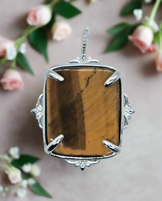 🐅 Oval Tiger Eye Pendant – Strength, Courage & Protection Confidence. Focus. Balance. - Auras Workshop Auras Workshop