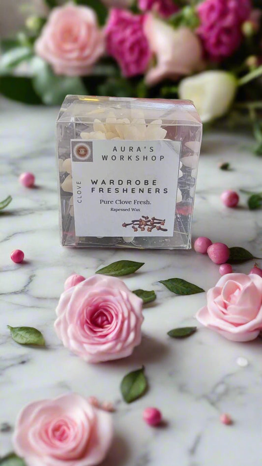 Pure Clove Wardrobe Fresheners x3 – 100% Rapeseed Wax | Natural Floral - Shaped Aroma Blocks - Auras Workshop Auras Workshop
