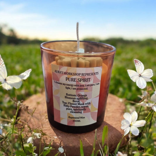 🕯 Pure Spirit Candle – Orange Blossom & Flower Musk | Spiritual Cleansing Candle 200ml by Aura’s Workshop - Auras Workshop Auras Workshop