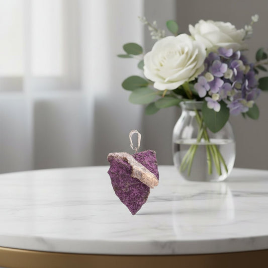 Raw Purpurite Crystal Pendant – Crystal Jewellery - Auras Workshop Auras Workshop