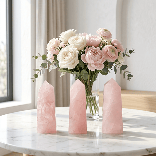 Rose Quartz Gemstone Obelisk Point - Auras Workshop Auras Workshop