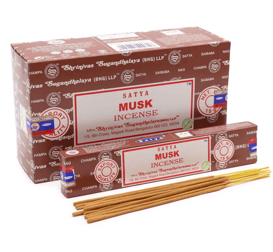 Satya Musk Incense Sticks – Warm, Earthy & Sensual Aroma - Auras Workshop Auras Workshop