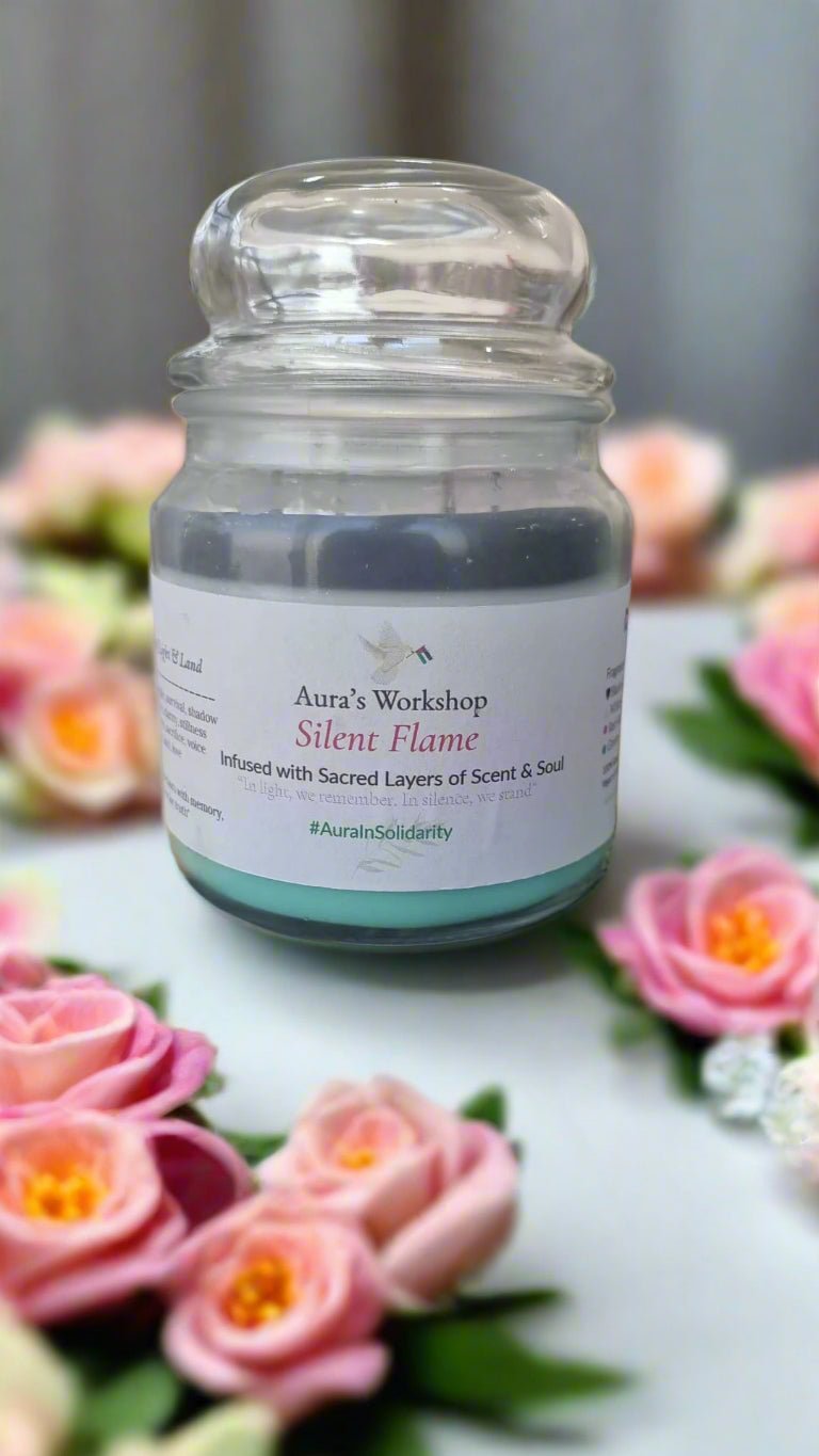 🕯 Silent Flame Candle 500ml – Four - Layer Tribute Candle | Palestinian Flag Design - Auras Workshop Auras Workshop
