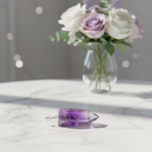 Small Amethyst Crystal Pendant – Crystal Jewellery - Auras Workshop Auras Workshop