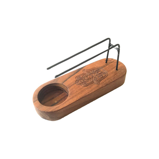 🤍🔥 Small Palo Santo Heater – Teak Wood | Hamsa Design - Auras Workshop Auras Workshop