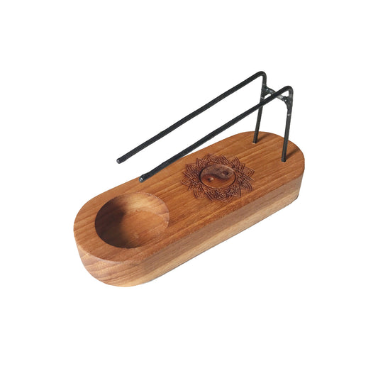 ☯️🔥 Small Palo Santo Heater – Teak Wood | Yin & Yang Design - Auras Workshop Auras Workshop