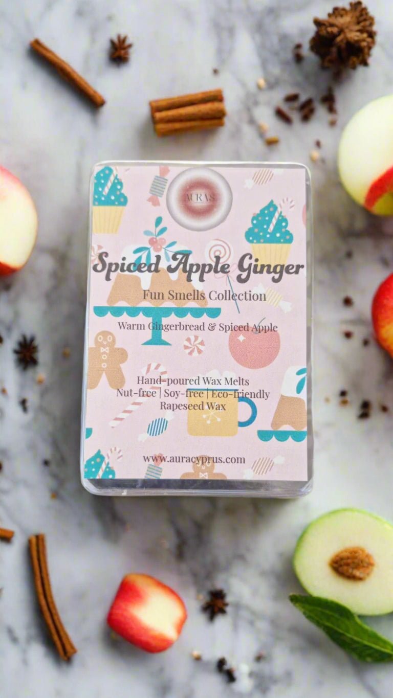 🍎 Spiced Apple & Ginger Wax Melts – Fun Smells Collection | Hand - Poured Rapeseed Wax - Auras Workshop Auras Workshop