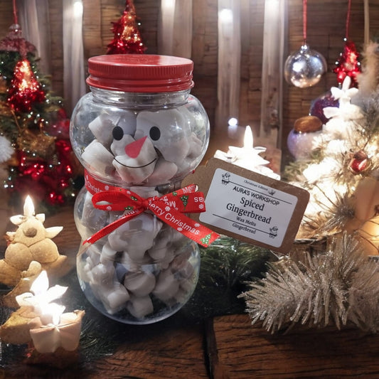 🍪⛄ Spiced Gingerbread Wax Melts – Christmas Edition | Aura’s Workshop | Festive Wax Melts in Snowman Christmas Tub - Auras Workshop Auras Workshop