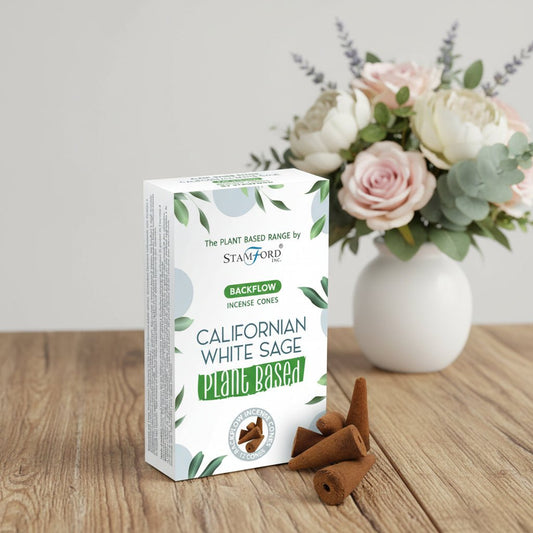 Stamford Premium Plant - Based Backflow Californian White Sage Incense Cones - Auras Workshop Auras Workshop