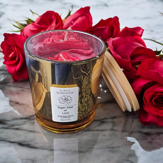 💕🍰 Sugar Kind of Love Candle | Sweet Baked Warmth & Rose | Valentine’s Collection (Large) - Auras Workshop Auras Workshop