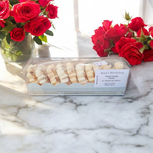 🍊 Sweet Orange Flower Wardrobe Tablets x10 – Rapeseed Wax with Himalayan Salt | Home Edition - Auras Workshop Auras Workshop