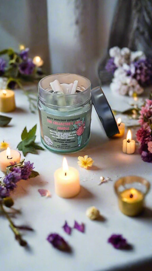🫀 The Collector’s Jar Candle – Heart & Brain Fragment | Green Chocolate, Cucumber & Gingerbread Scent | Halloween Collection by Aura’s Workshop - Auras Workshop Auras Workshop