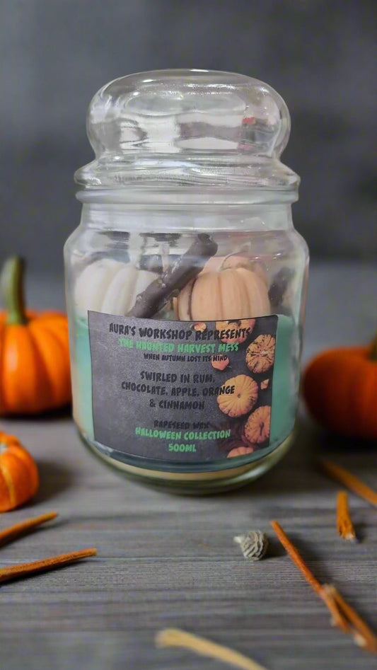 🎃 The Haunted Harvest Mess Candle – Rum, Chocolate, Apple, Orange & Cinnamon | Halloween Collection by Aura’s Workshop - Auras Workshop Auras Workshop