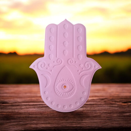 Third Eye Chakra Hand Incense Holder Pink Porcelian - Auras Workshop Auras Workshop