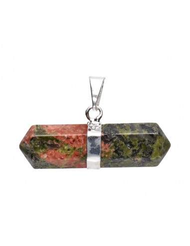 Unakite Jasper Double-Terminated Horizontal Pendant – Crystal Jewellery - Auras Workshop Auras Workshop