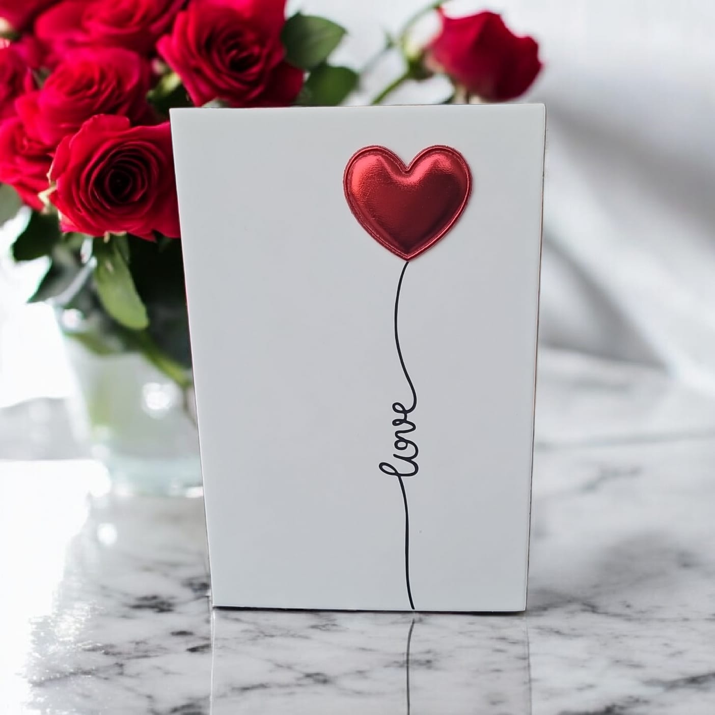 ❤️✨ Valentine’s Card – Heart String “Love” Design | Vertical Fold | Minimal & Romantic - Auras Workshop Auras Workshop