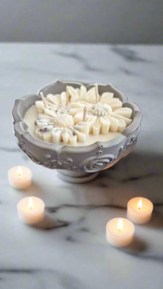 Vanilla & Black Pepper Candle – Grey Porcelain Bowl | 100% Rapeseed Wax Scented Candle for Warm, Spiced Ambience - Auras Workshop Auras Workshop