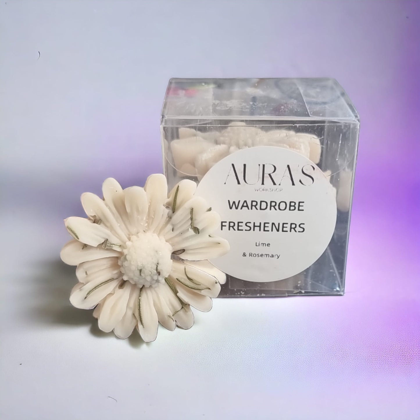 Wardrobe Fresheners x4 Flower Shape Lime & Rosemary Scent - Auras Workshop Auras Workshop