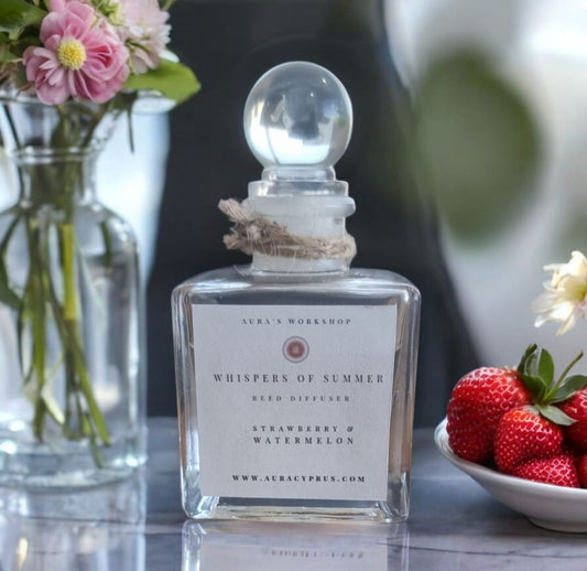 ☀️ Whisper of Summer Reed Diffuser | Strawberry & Watermelon Scent - Auras Workshop Auras Workshop
