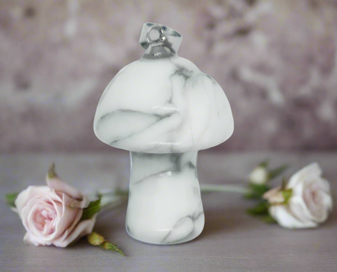 🤍 White Howlite Mushroom Pendant – Calm, Patience & Spiritual Awareness Peace. Grounding. Emotional Balance. - Auras Workshop Auras Workshop