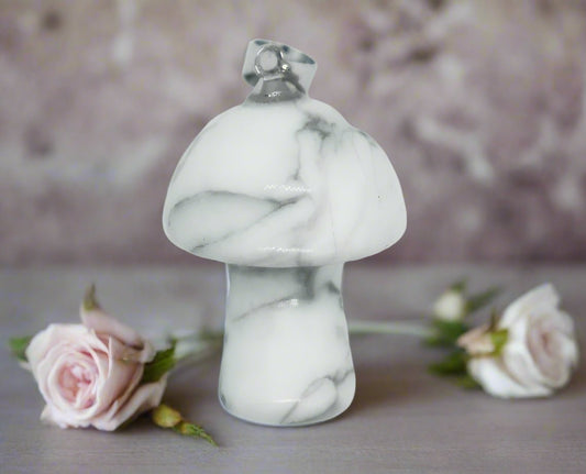 🤍 White Howlite Mushroom Pendant – Calm, Patience & Spiritual Awareness Peace. Grounding. Emotional Balance. - Auras Workshop Auras Workshop