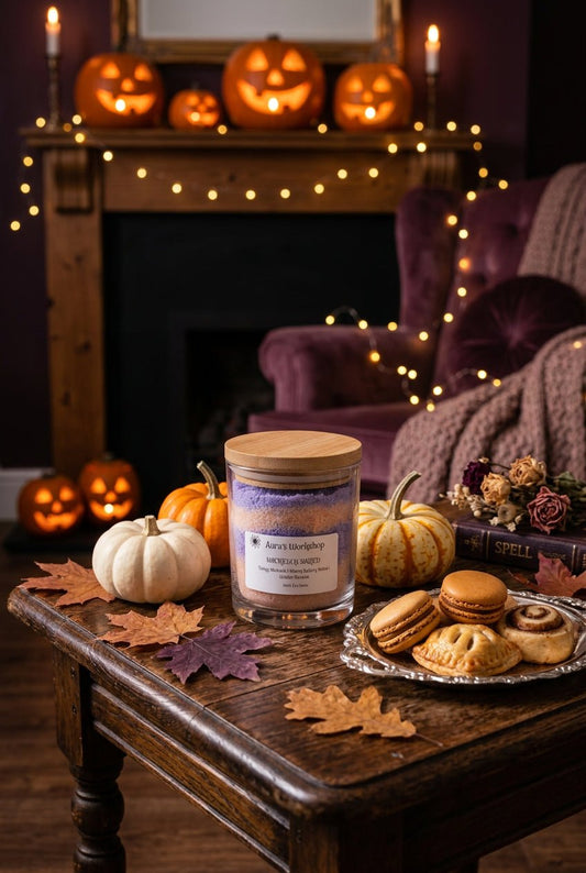 Wickedly Baked Halloween Candle (Large) – Rhubarb, Bakery & Golden Banana | Eco Snow Wax - Auras Workshop Auras Workshop
