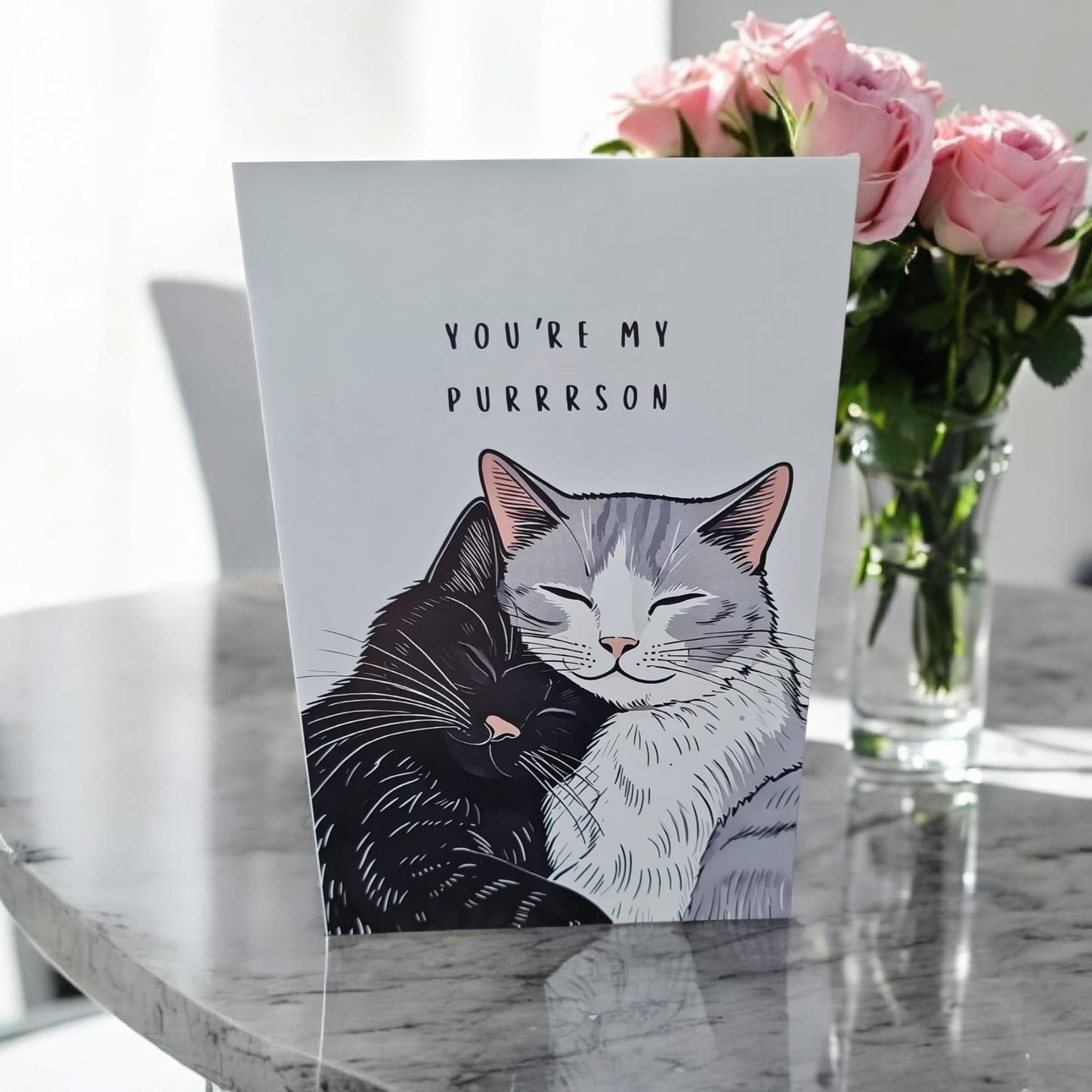 š¾ā¤ļø āYouāre My Purrsonā Valentineās Card | Cute Cat Illustration | Folding Card - Auras Workshop Auras Workshop