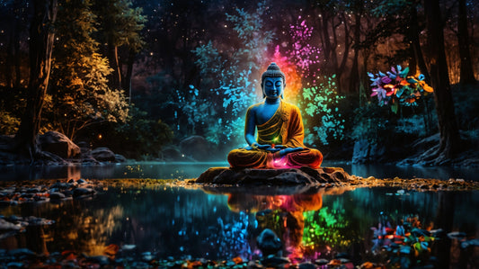 Inner Peace & Calmness Buddha in Serene Forest with Chakra Energy