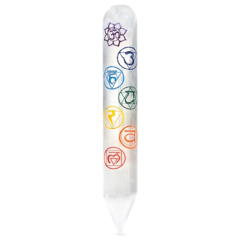 Massage Wand Selenite 7 Chakra - Auras Workshop  -   -   - Cyprus & Greece