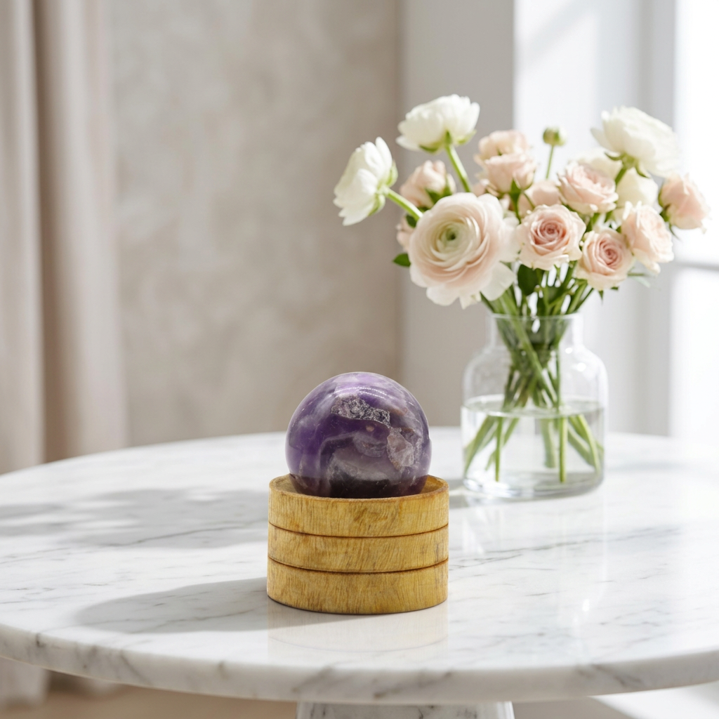 African Amethyst Sphere 40mm with Stand | Calm, Clarity & Spiritual Protection
