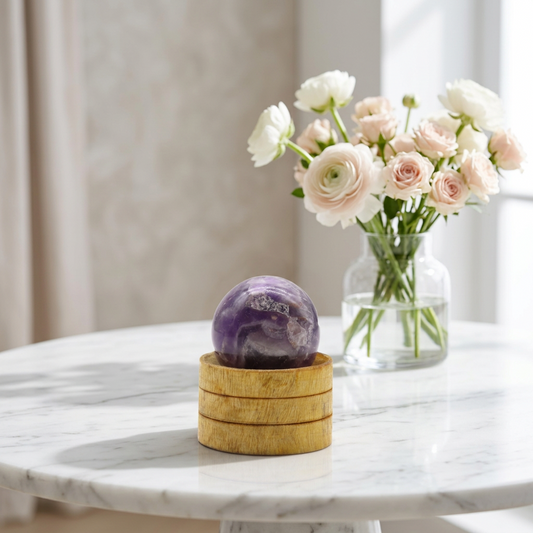 African Amethyst Sphere 40mm with Stand | Calm, Clarity & Spiritual Protection