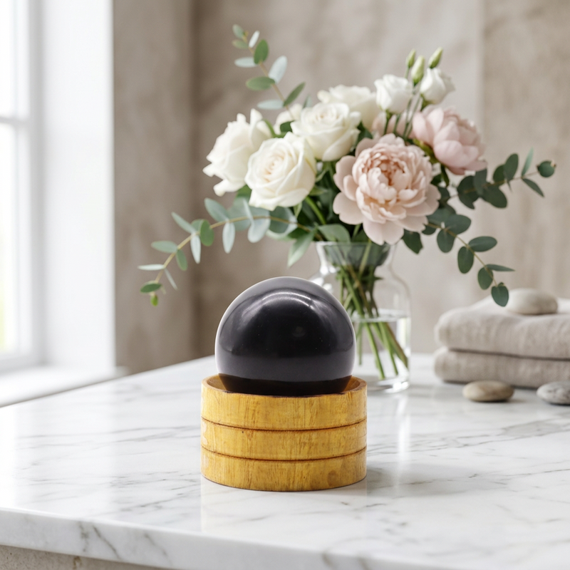 Black Tourmaline Sphere 40mm with Stand