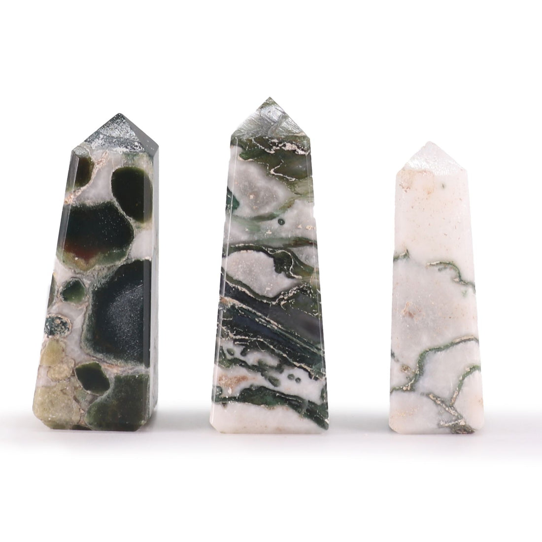 Moss Agate Gemstone Obelisk Point