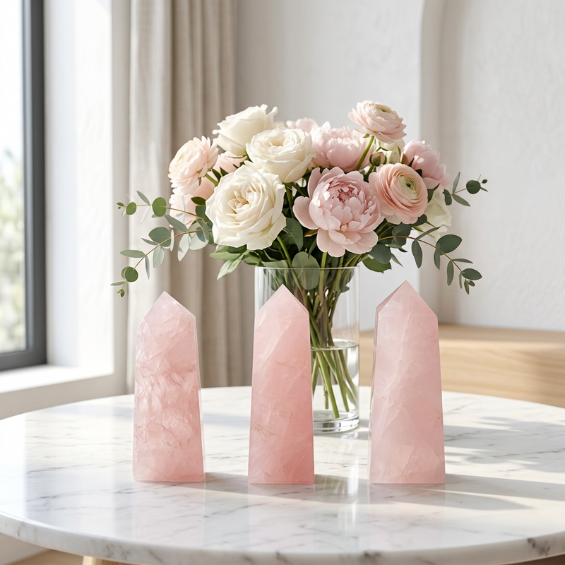Rose Quartz Gemstone Obelisk Point
