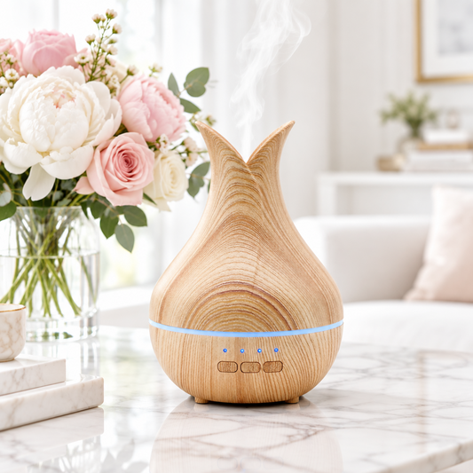 Palermo Aroma Diffuser – Wood Grain Teardrop | USB | Colour Change LED | Timer