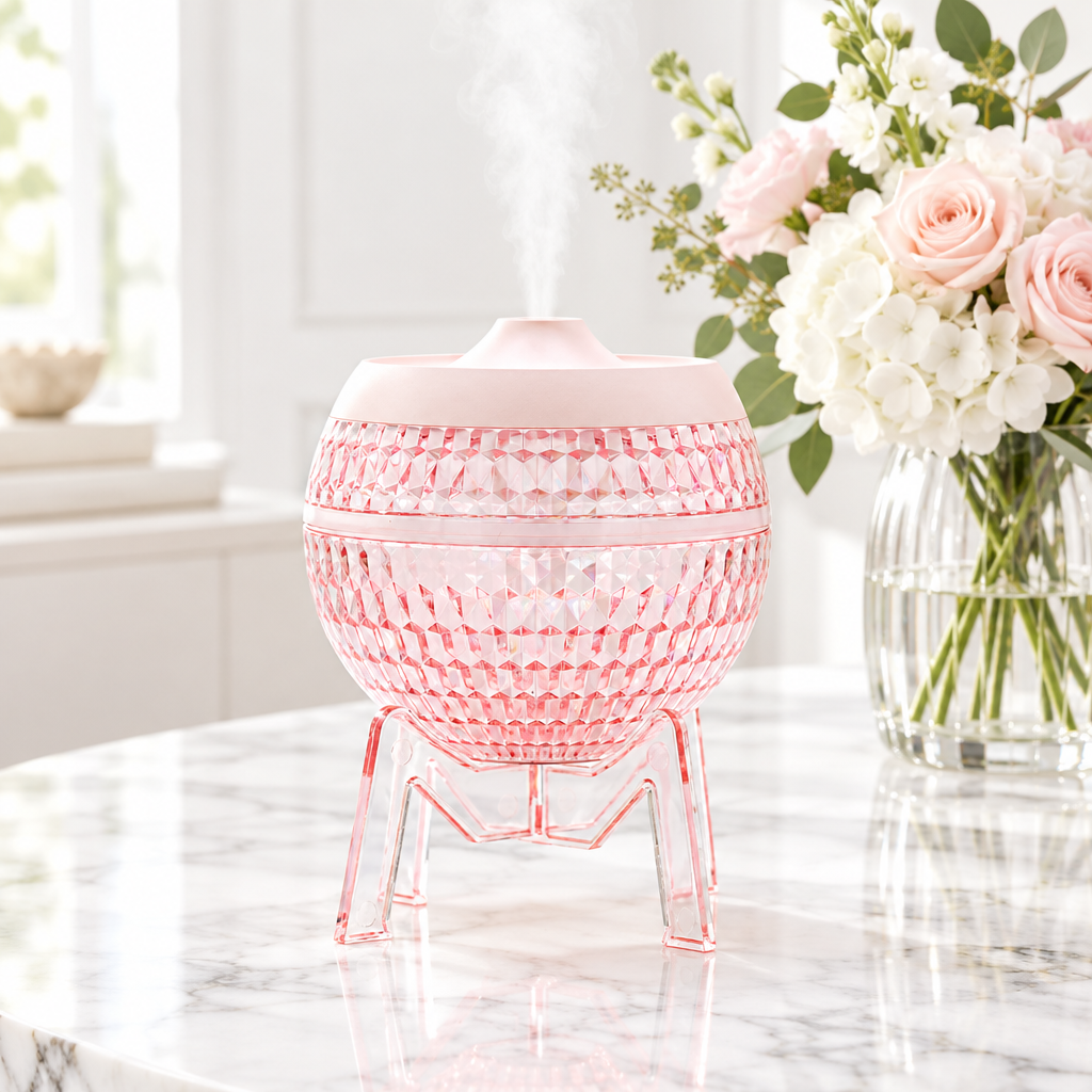 Mondo Planet Humidifier – Pink | Colour Changing Down Light | USB Aroma Diffuser