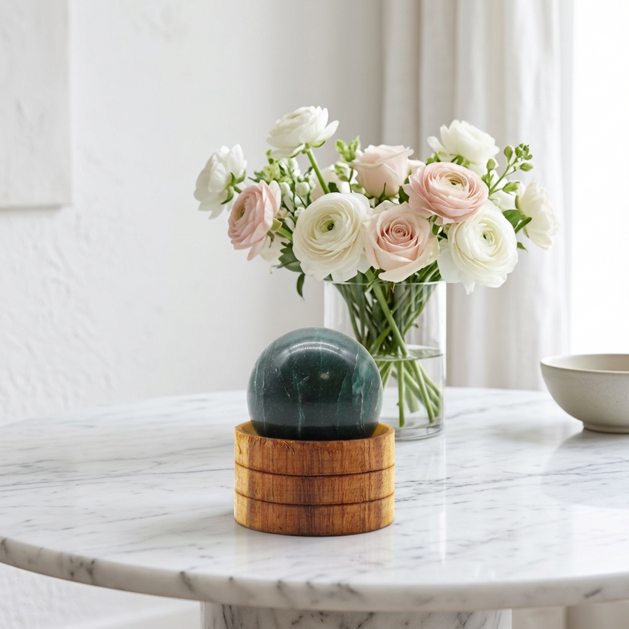 Indian Jade Sphere 40mm with Stand