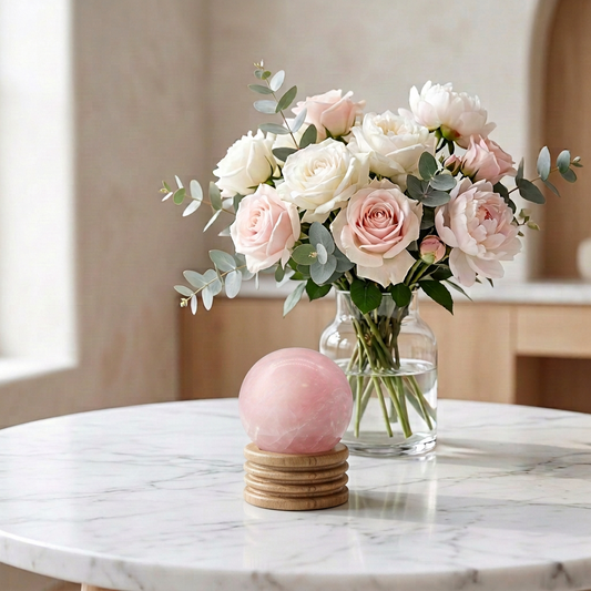 Rose Quartz Sphere 40mm with Stand | Love, Compassion & Heart Healing