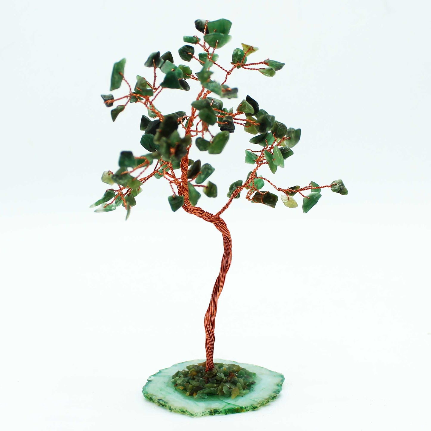 Gemstone Tree - Green Aventurine on Green Agate Base (100 stones)