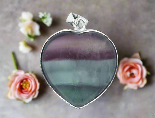 🌈 Heart Caged Fluorite Pendant – Focus, Balance & Spiritual Growth Clarity. Protection. Renewal.