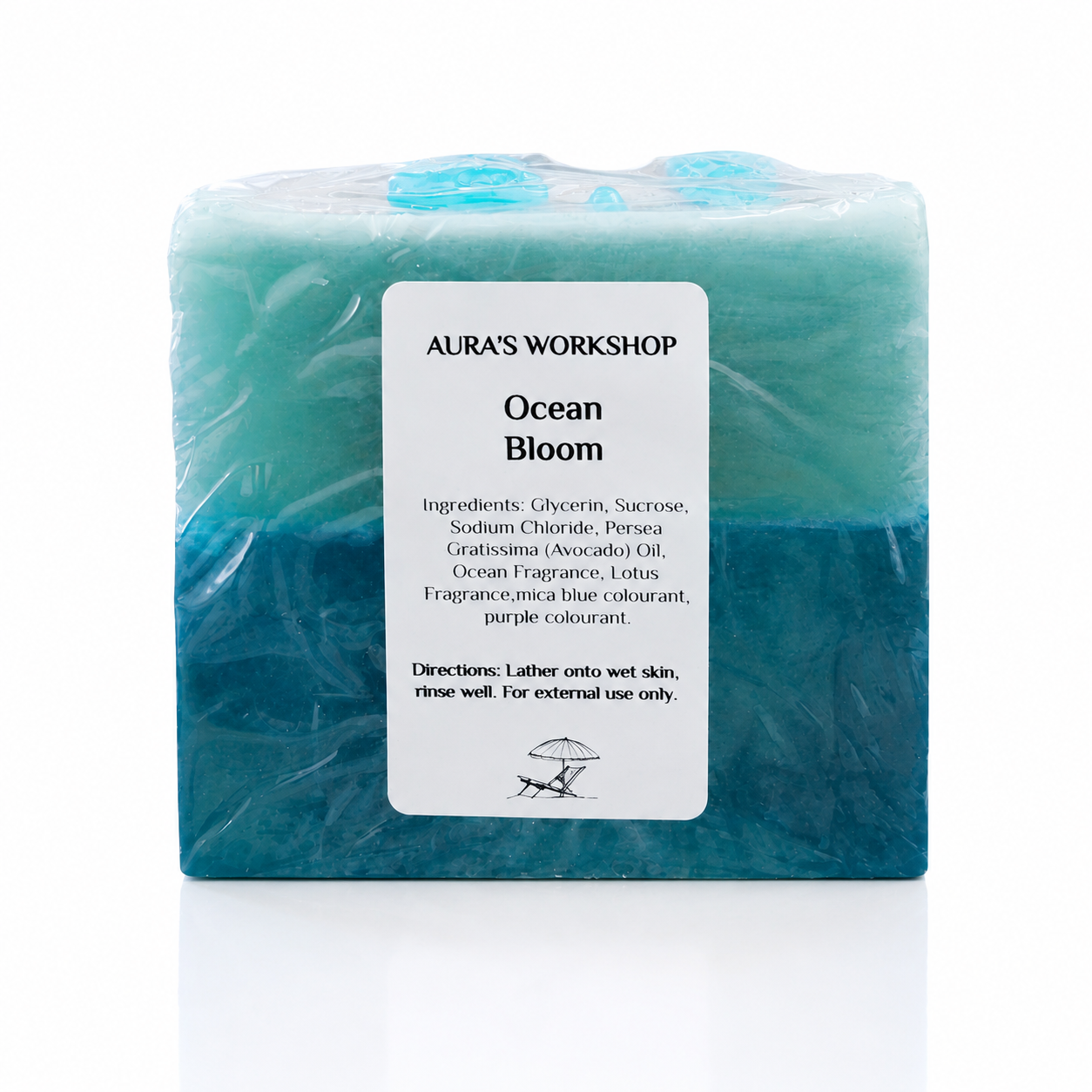 🌊 Ocean Bloom Soap Bar – Handmade Moisturising Soap with Avocado Oil | Auras Workshop