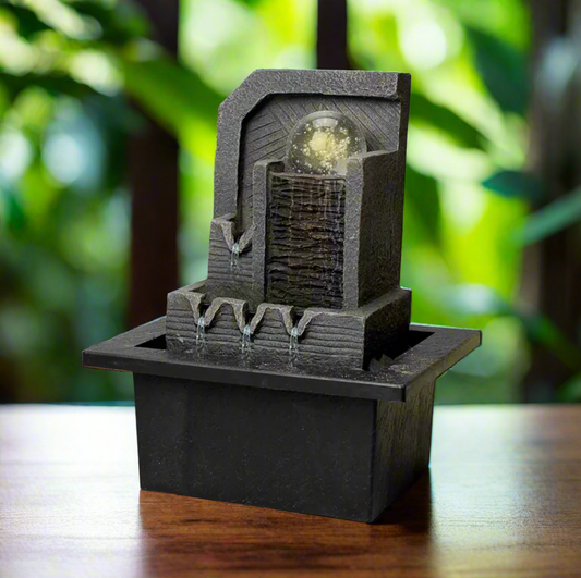 Aztec Water Fountain with Spinning Ball