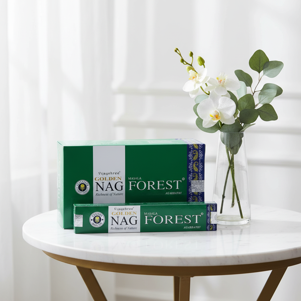 Golden Nag Forest Incense Sticks 15g – Fresh Fir, Balsam & Spruce Woodland Aroma