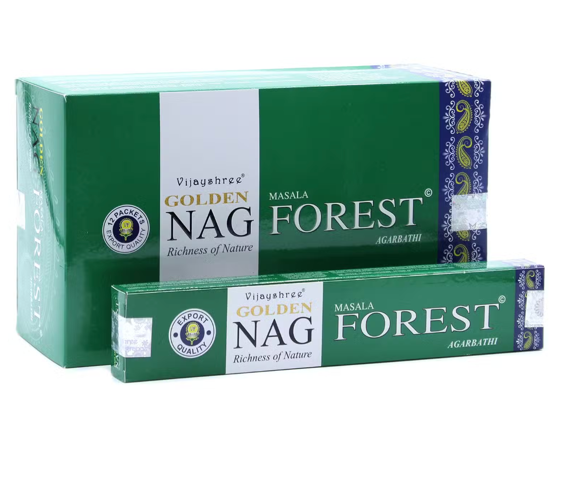 Golden Nag Forest Incense Sticks 15g – Fresh Fir, Balsam & Spruce Woodland Aroma