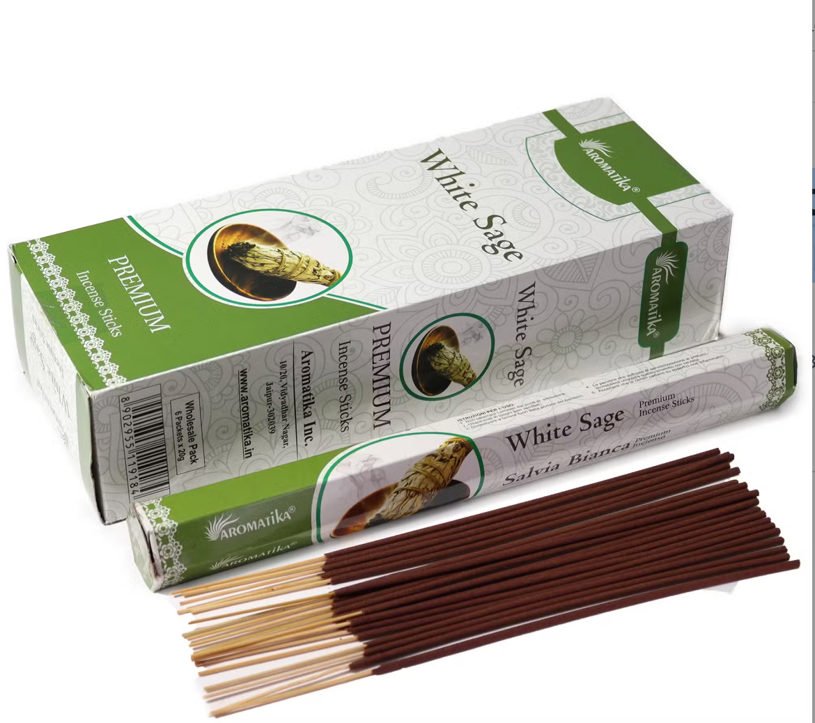 Aromatika Charcoal Free Hex Incense – White Sage | Cleansing, Purification & Clarity