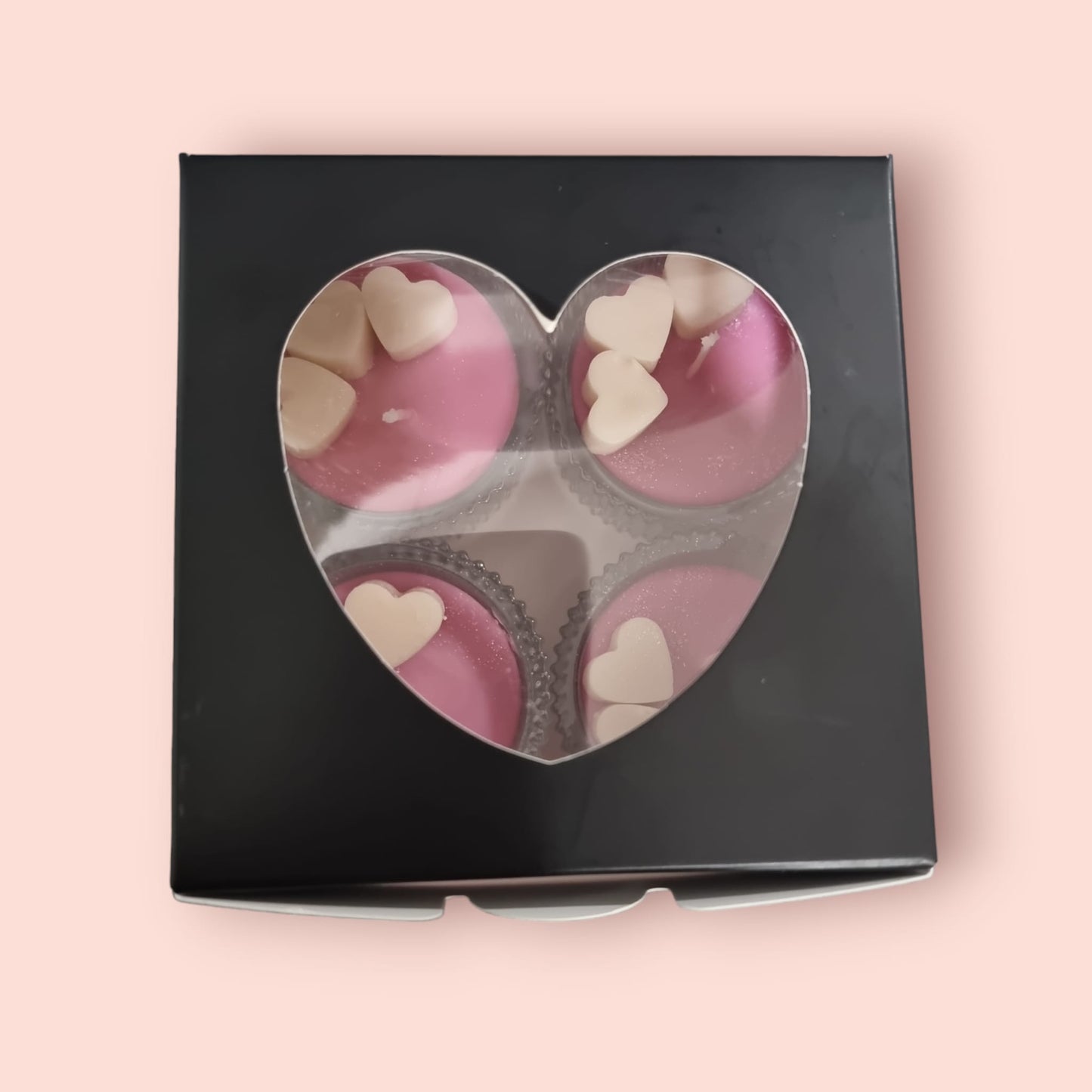 Valentine's Gift Set - Heart-Shaped Tealights in Vanilla Cream Scent, Presented in a Black Box - Auras Workshop  -   -   - Cyprus & Greece - Wholesale - Retail #