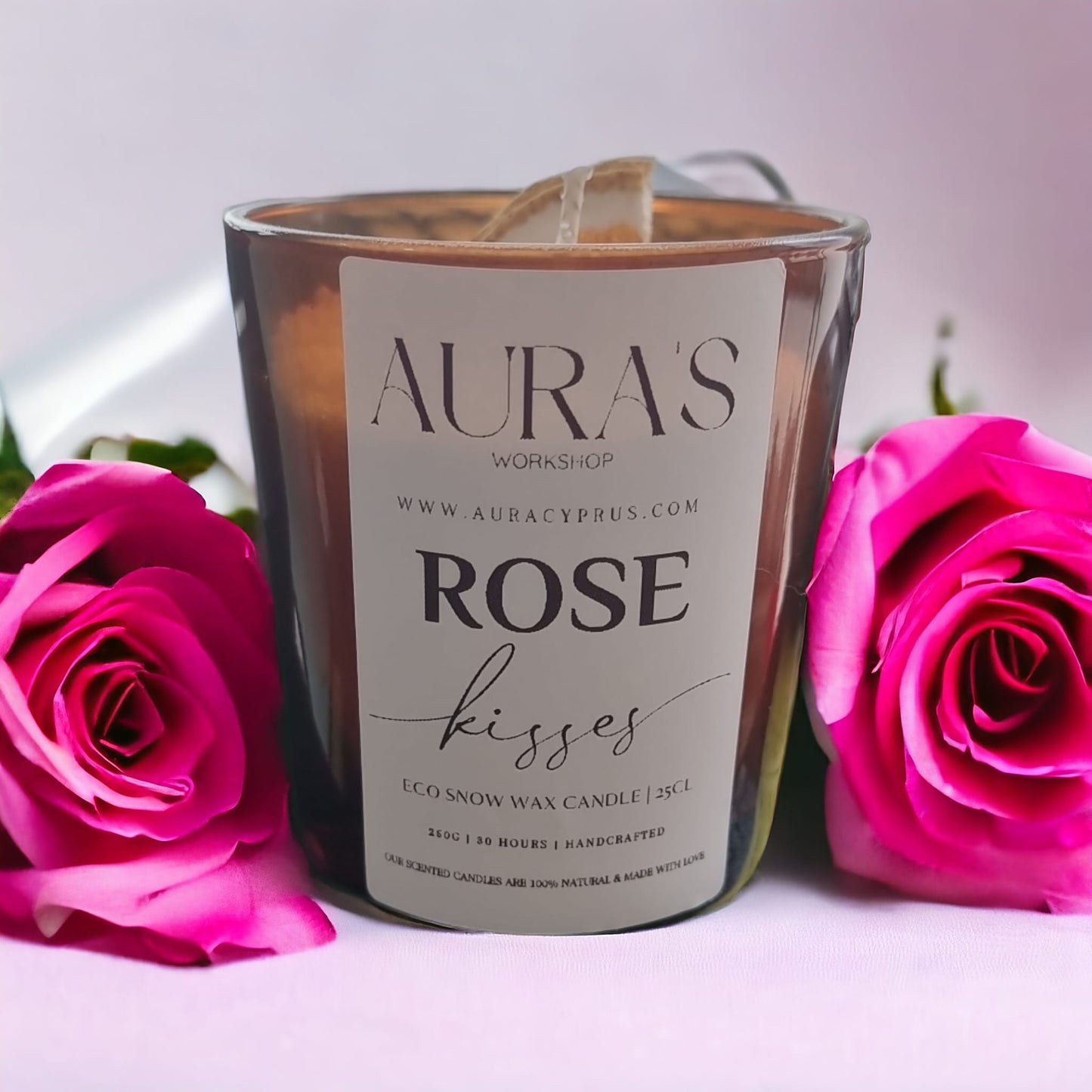 Rose Kisses Scent - Eco Snow Candle - Auras Workshop  -  Candles -   - Cyprus & Greece