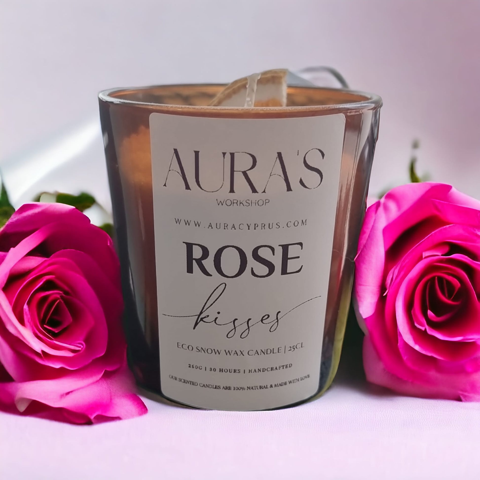 Rose Kisses Scent - Eco Snow Candle - Auras Workshop  -  Candles -   - Cyprus & Greece - Wholesale - Retail #