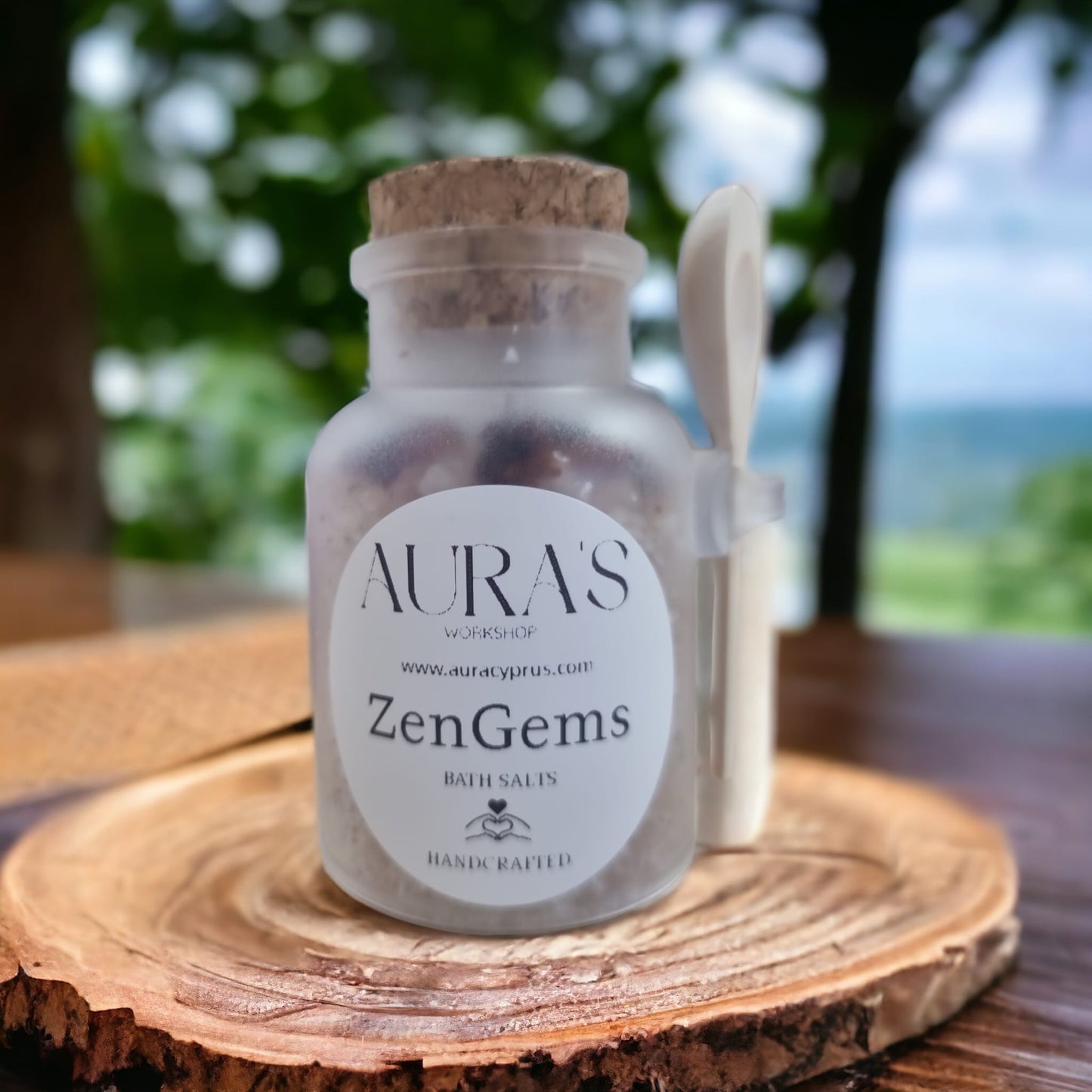 ZenGems Bath Salts Bottle & Wooden Spoon 100 grams